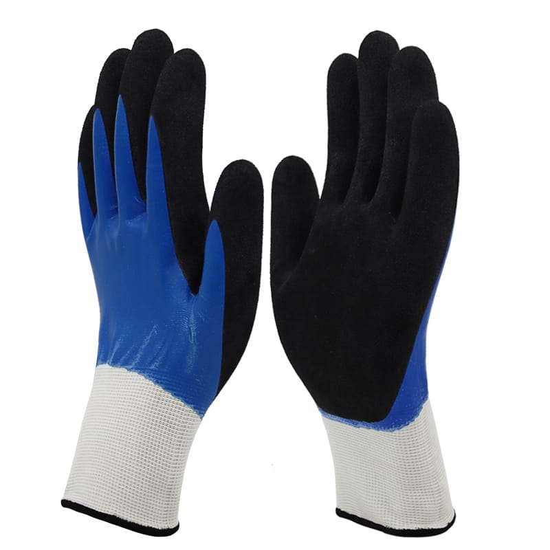 13g Nylon Liner, Fully Coated Smooth Nitrile First, Palm Coated Sandy Nitrile Finished