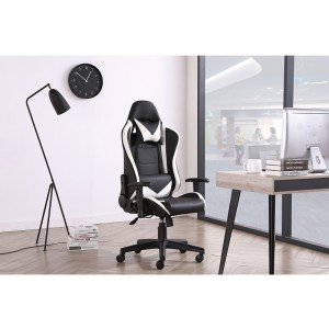 Best selling PU Leather Ergonomic Recliner Racing Black And White Gaming Chair