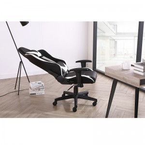 Best selling PU Leather Ergonomic Recliner Racing Black And White Gaming Chair