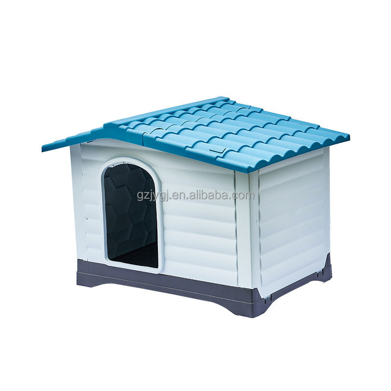 white Large Dog House Indoor Outdoor Waterproof Ventilate Plastic Dog House Pet Shelter Crate Kennel with Air Vents and Elevated