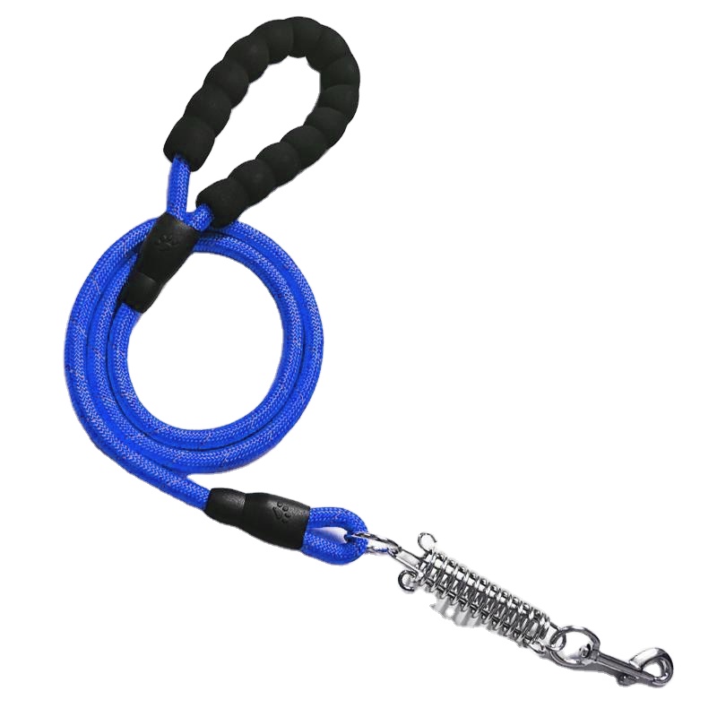 Hot sale reflektif tali nilon tali pelacakan outdoor safety spring dog leash