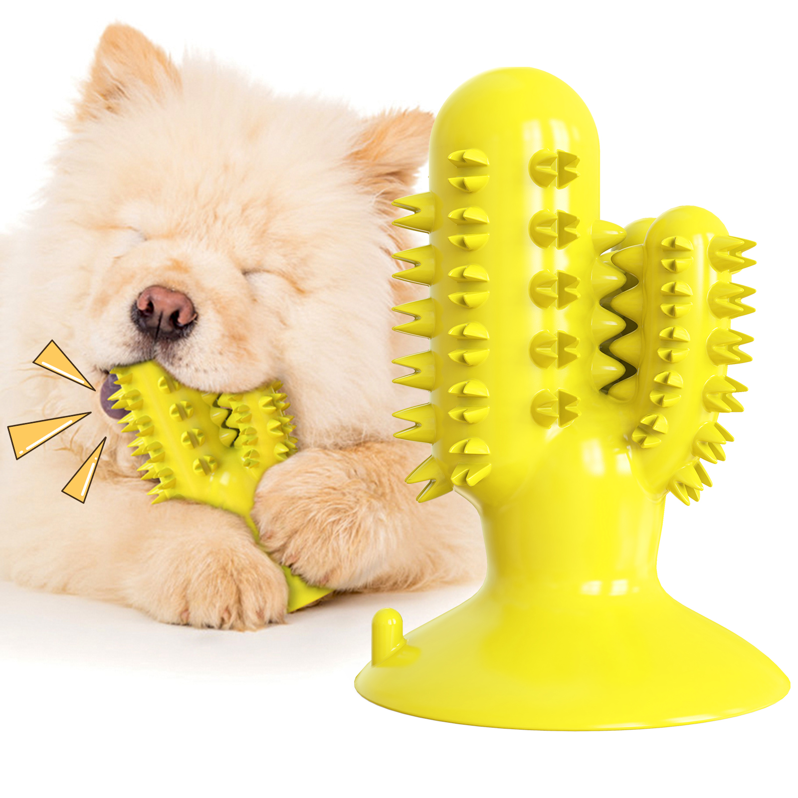2020 Ny design kaktusform pipande hundtandborste sugkopp tuggleksaker för valphund