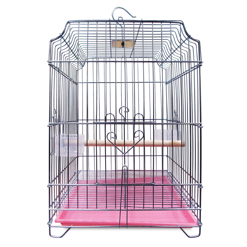 Jaula para loros pequeña galvanizada de color metálico plegable de alta calidad con marco de madera y fiambrera jaula para pájaros