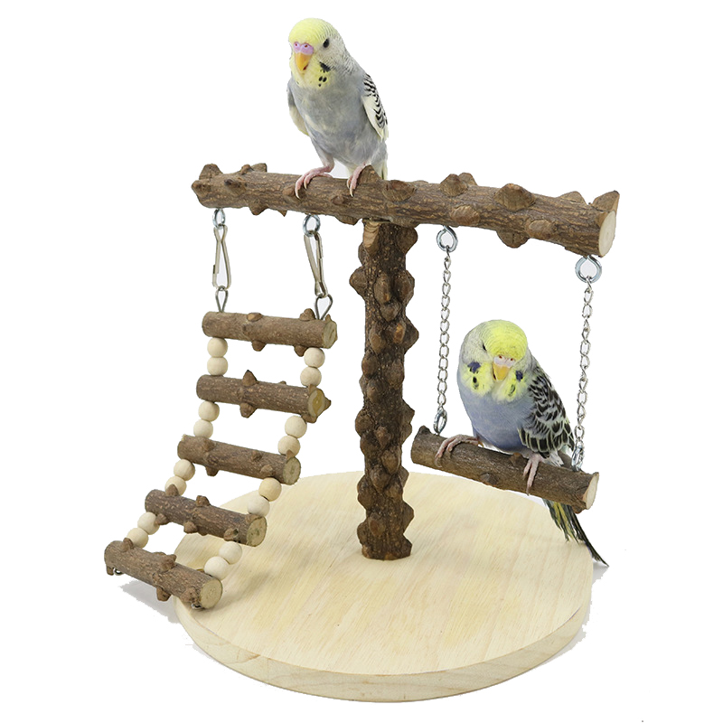 Kayu Alami Bird Parrot Dolanan Manuk Playground Climbing Toys Parrots Stand Perch Pet Training Ladders