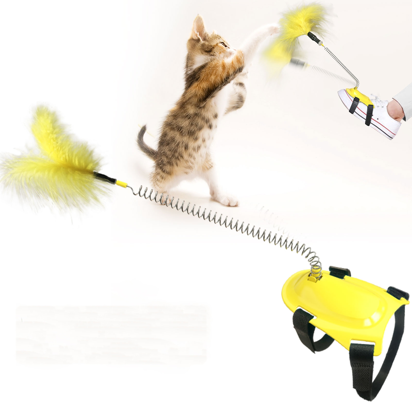 Kjæledyrleketøy interaktivt puslespill katt morsom kattepinne morsom fjærpinne små føtter morsom kattepinne
