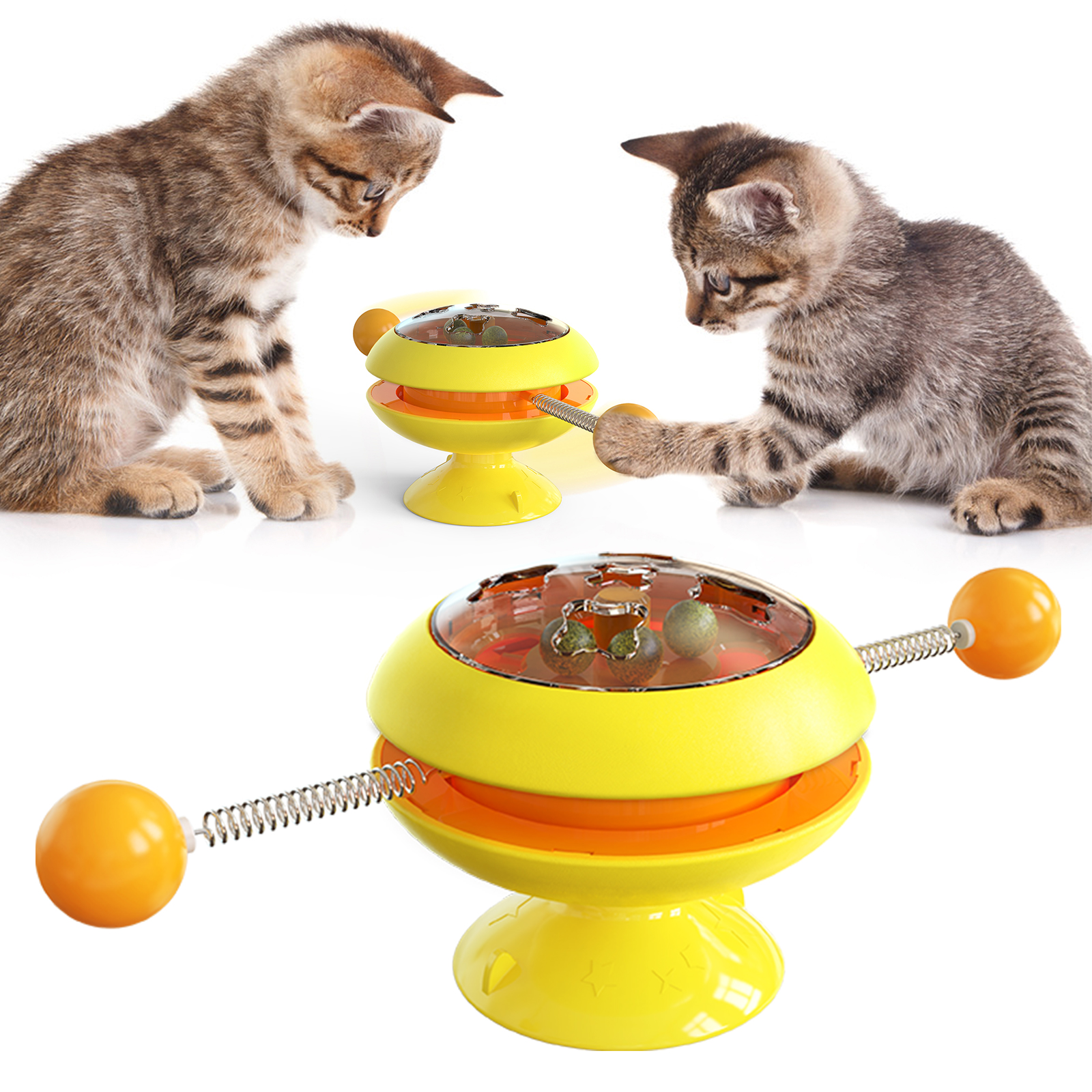 Bola rodante directa de fábrica que atrapa el juguete para gatos con ventosa tres en uno self-hey cat toy