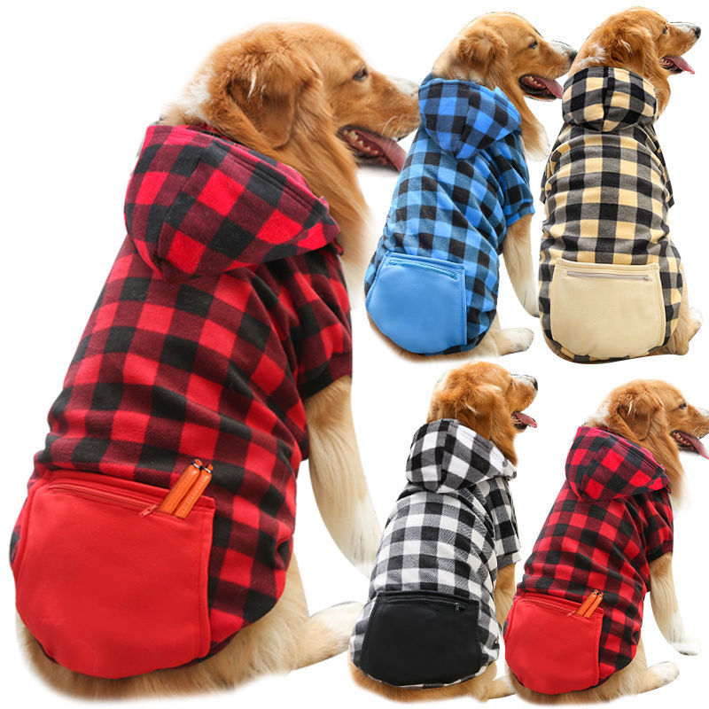 Veshje me shumicë për kafshë shtëpiake Xhaketë e madhe për qenin me kapuç Rroba të ngrohta prej pelushi për qen