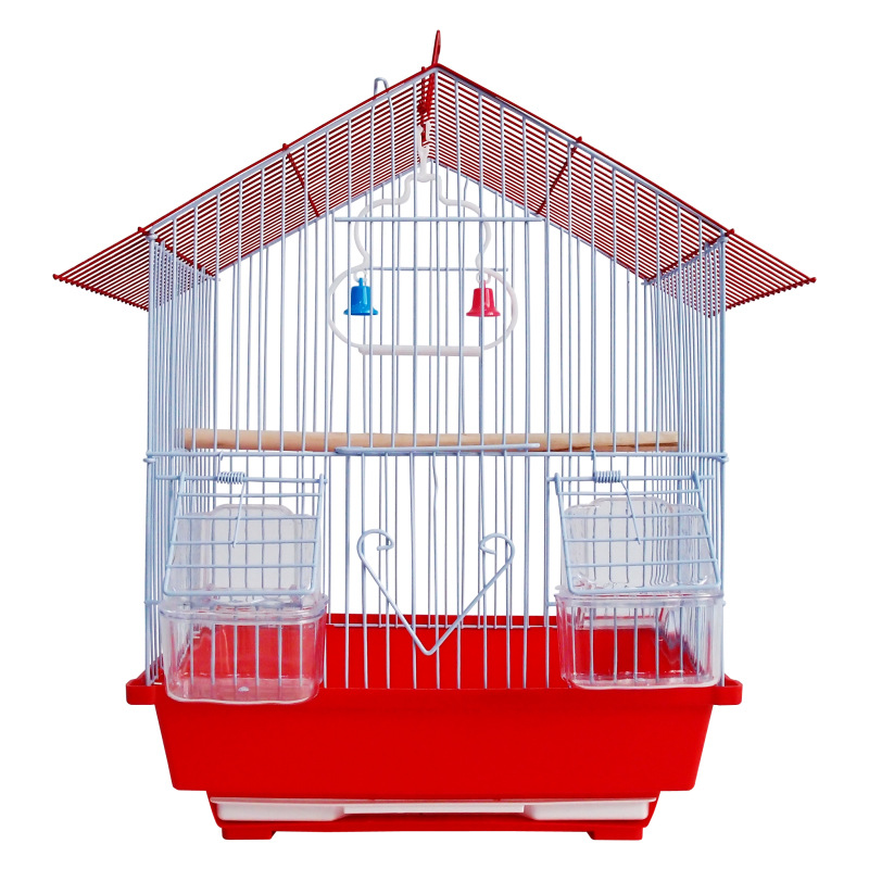 Cage à perroquets moyenne galvanisée métallique pliante de haute qualité avec cadre en bois et cage à oiseaux à lunch box