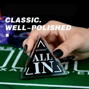 Butoni akrilik i tregtarit të pokerit transparent