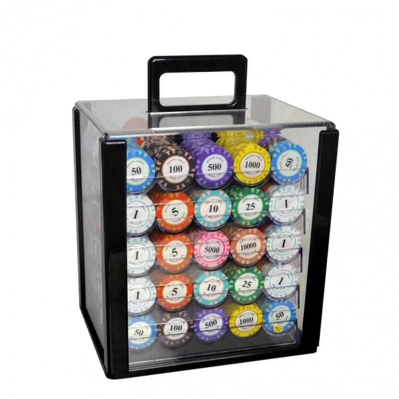 Crown Clay Poker Chips Set Acrylic Suitcase