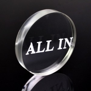 Okrągły akrylowy przezroczysty przycisk All IN