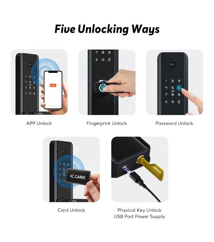 930-Smart Digital Door Lock with Wifi Fingerprint Camera/Visible large screen