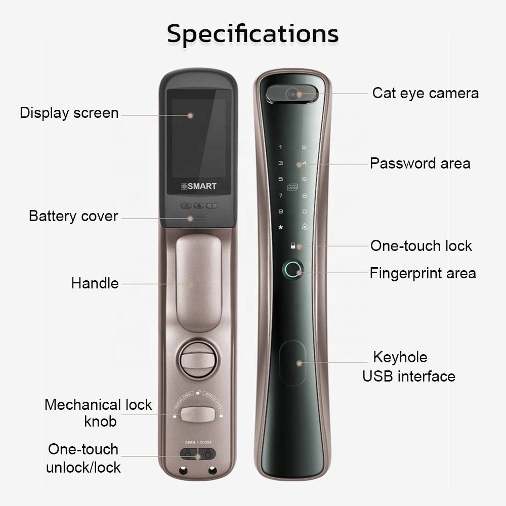 818-Tuya Fingerprint Lock Touch Screen/ Touch Screen , video doorbell; camera cat eye