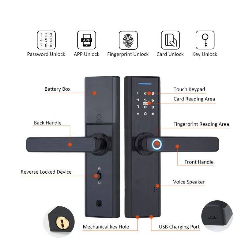 632-Handle Deadbolt Smart Door Lock /BT TT Lock APP Control