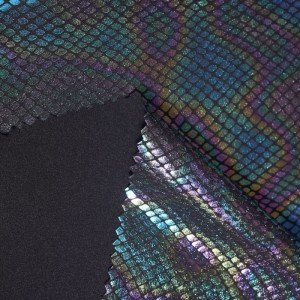 Spandex Nylon Laser Stampar fuq drapp All Over Print Fabric għal Activewear