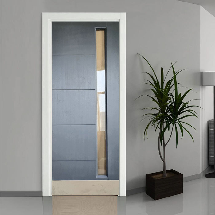 Mahogany Veneer Grey Color Lacquered Entrance Door