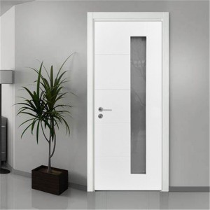 Glass FLush Inetrior Wooden door with White UV Lacquer Finishing for Apartment / Hotel / School / Villa