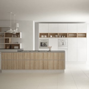 Australian Standard Modern High Gloss Black And White Melamine Kitchen Cabinets