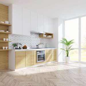 New Luxury Customized Melamine Quartz Countertop Kitchen Cabinet