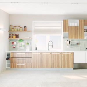 Natural Wood Veneer Kitchen Cabinets with Blum Hardware