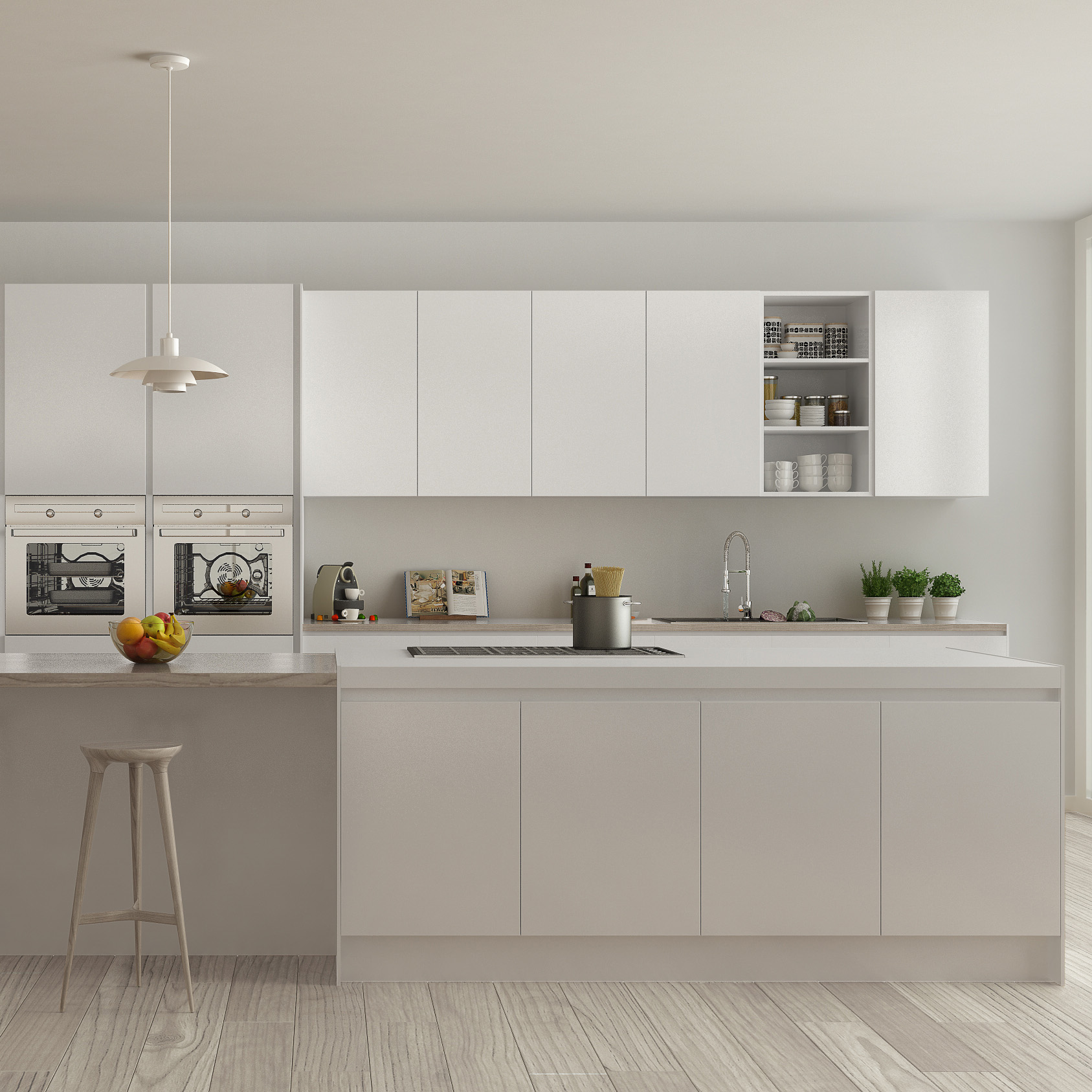 Competitive Price for Birch Cabinets -
 Kangton Matt Grey Lacquer Kitchen Cabinet with MDF Customized Design – Kangton