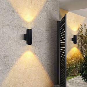 Factory Price Double Security Light - Modern Outdoor Porch Light Patio Light in 2 Lights with Matte Black Aluminum Cylinder and Tempered Glass – Kasem