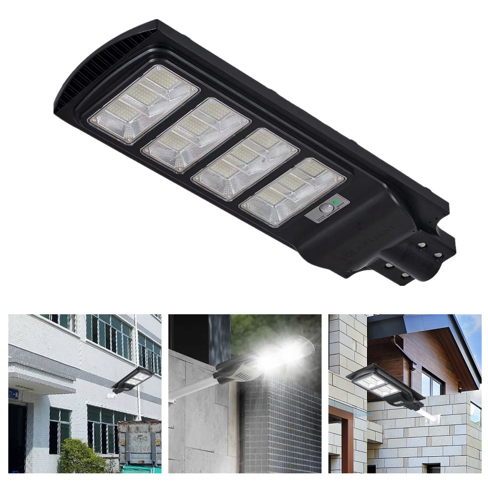 Outdoor Solar Street Light, LED Solar Powered Parking Lot Lamp with Motion Sensor 6000K, Dusk to Dawn, Timer Switch