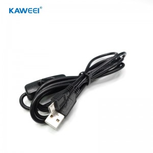 USB 2.0 A männlech bis Mikro USB Kabel mat Schalter Kontroll Fast Charging Kabel
