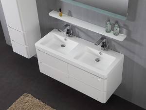 Luxury design bathroom cabinet with double bowl