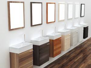 Wandmontierter Badezimmer-Waschtisch aus Melaminspanplatten-1207045