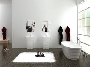PMMA Modern Stone BathTub Kieto paviršiaus laisvai pastatoma vonia Dirbtinio marmuro vonia