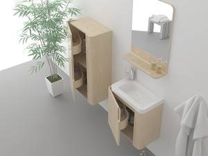 Lavabo montado en la pared respetuoso con el medio ambiente con tocador de baño de gabinete de madera contrachapada-1604060
