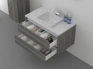 Wall mounted 2 drawers melamine bathroom vanity-1501090