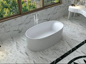 Desain klasik Italia bathtub freestanding watu Bathtub marmer buatan Resin