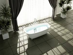 Vasca da bagno moderna in pietra PMMA Vasca da bagno autoportante in marmo artificiale Resina