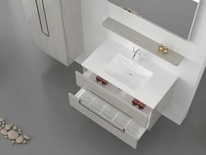 Dinding dipasang 2 laci kamar mandi melamin Vanity-1706090