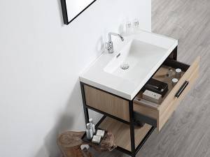 Free standing stainless steel profile melamine bathroom vanity