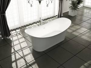 Bak mandi batu PMMA permukaan padat bak mandi berdiri bebas resin gaya modern mandi