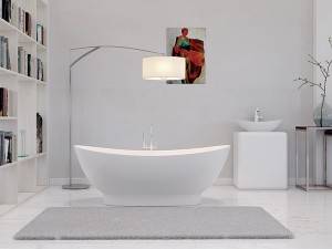 Klasikong disenyong bato na bathtub na freestanding artipisyal na marble bathtub PMMA