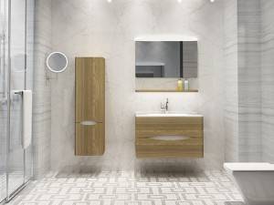 China wholesale Side Cabinet Bedroom Factory - wall mounted MDF bathroom vanity with miror with shelf – Kazhongao