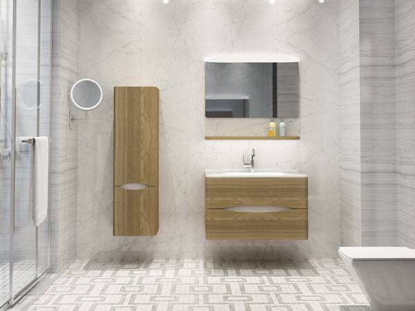 China wholesale New Design Bathroom Vanity Factory - wall mounted MDF bathroom vanity with miror with shelf – Kazhongao