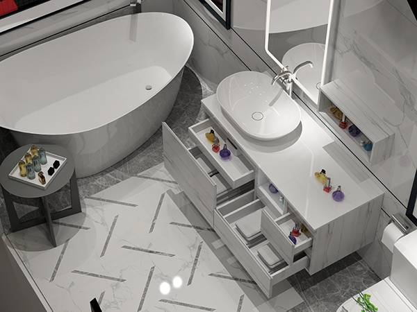 China wholesale Dark Wood Bathroom Cabinets Suppliers - Wall mounted push open drawer melamine bathroom vanity-2009120 – Kazhongao