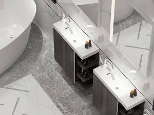 Тънък меламинов шкаф за баня с икономичен дизайн-2015060