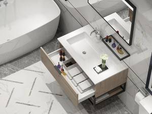 Zidni kupaonski umivaonik od melamina s 1 ladicom-2021090