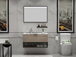 Meja rias kamar mandi melamin 1 laci terpasang di dinding-2021090
