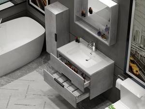 Furnitur kamar mandi melamin desain sederhana yang dipasang di dinding