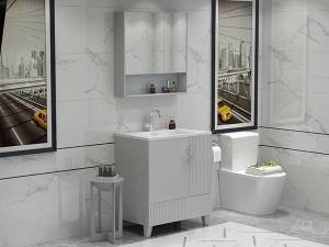 traditional free standing bathroom vanity with mirror cabinet