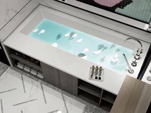 Zurück zur Wand Bodenstehende Sprudel-Badewanne Kunststein-Badewanne aus Kunststein mit fester Oberfläche