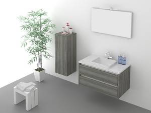 Dinding dipasang 2 laci kamar mandi melamin Vanity-1501090