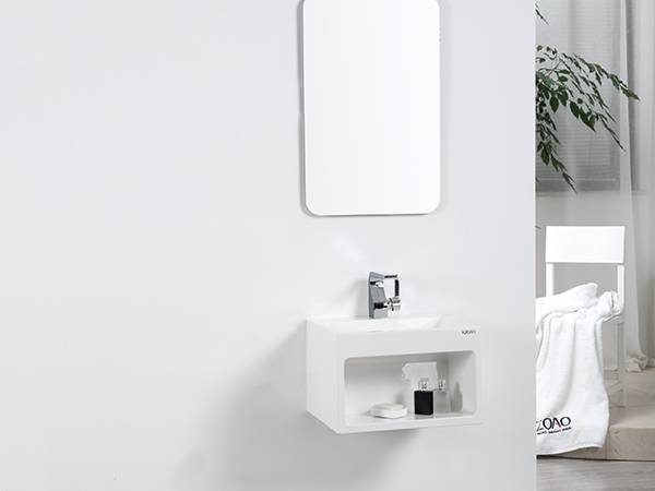 China wholesale Knee Operated Hand Wash Sink Suppliers - Rectangle Europe design Artificial marble sink sanitary ware Ceramic wall hung hand wash basin – Kazhongao